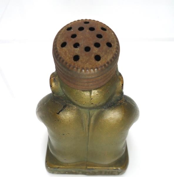 ANTIQUE BILLIKEN GLASS CANDY CONTAINER 1908 WITH SHAKER TOP