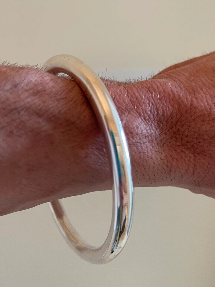 MASSIVE HEAVY 6mm Thick Chunky Solid Sterling Silver Round Bangle Bracelet Plain