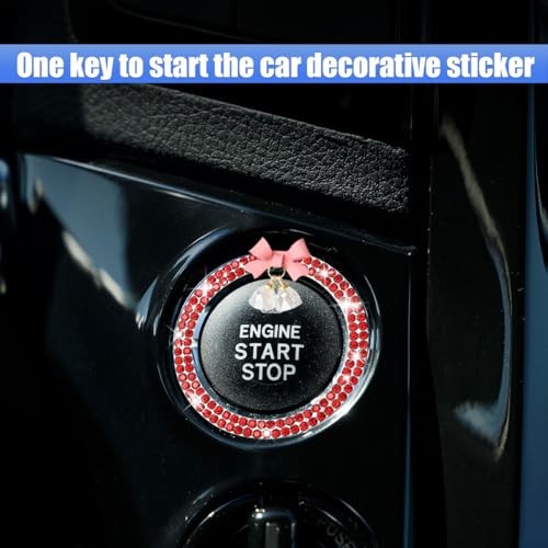 Bling Diamond Car Engine Start Stop Button Decoration Ring - Bling Ring Red
