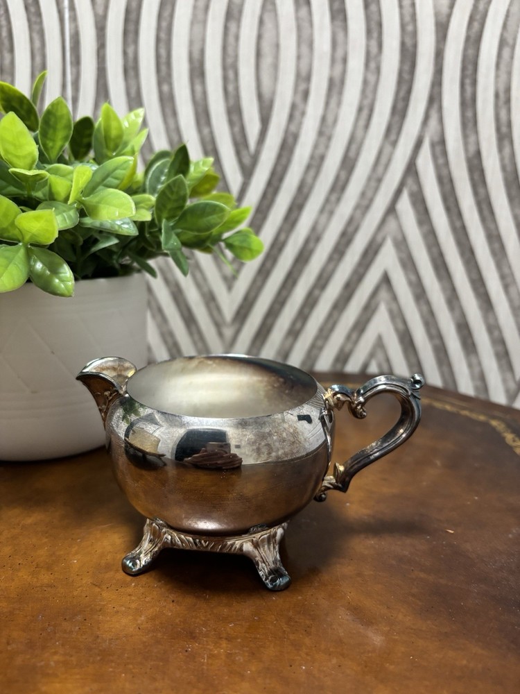 Vintage Silver Plated Victorian Footed Creamer