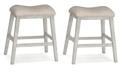 Skempton Modern 24" Counter Height Upholstered Barstool, 2 Count Whitewash