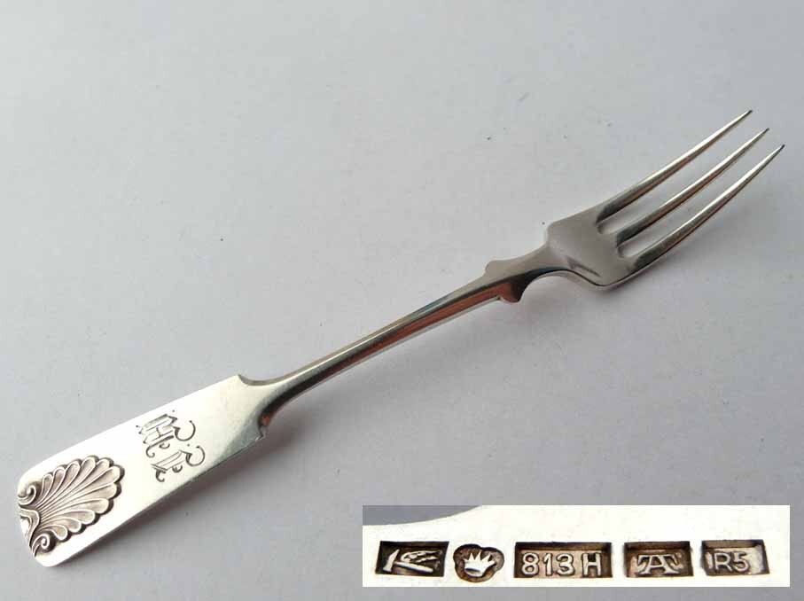 Old Lemon Fork/Serving Fork, Finland, Shell, Silver, around 1922 G562