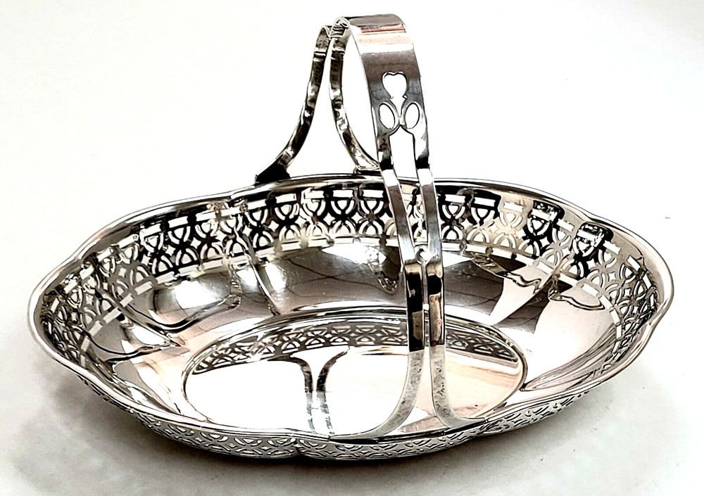 Antique Whiting Sterling Silver Pierced Handle Basket no. 2840A