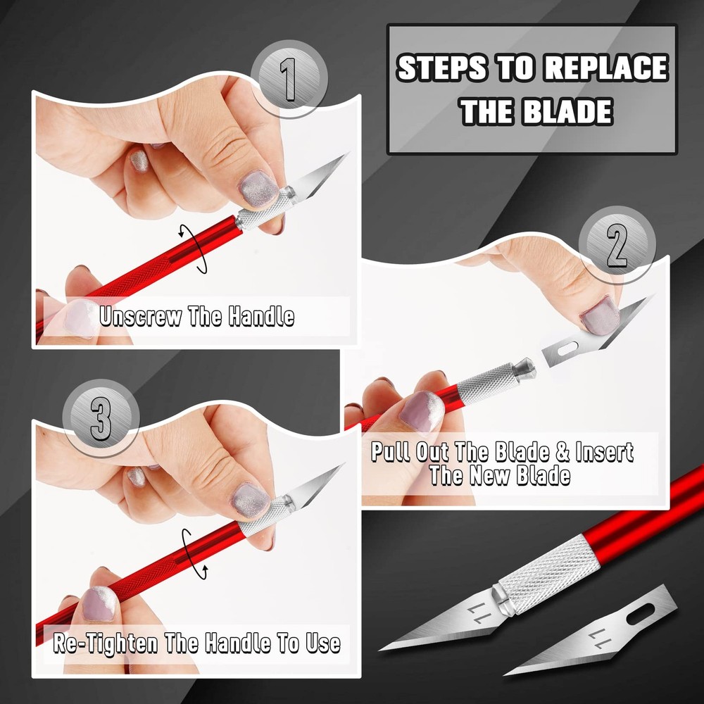 DIYSELF 2 Pack Exacto Knife Set, Precision for Paper, 22-Pack, Red