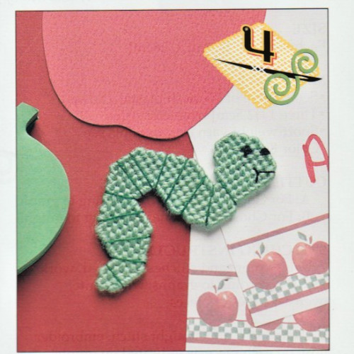 Ghost & Inchworm Fridge Magnet - PLASTIC CANVAS PATTERN - Removed from Book/Mag