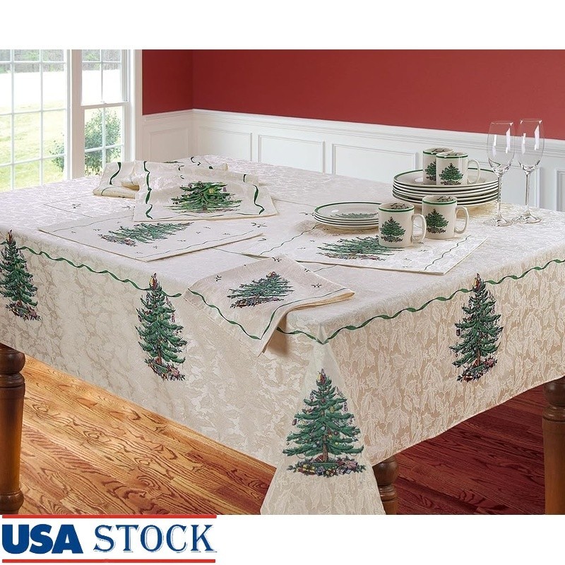 Festive Poly Tablecloth Rectangular Floral Design Easy Care Holiday Decor New