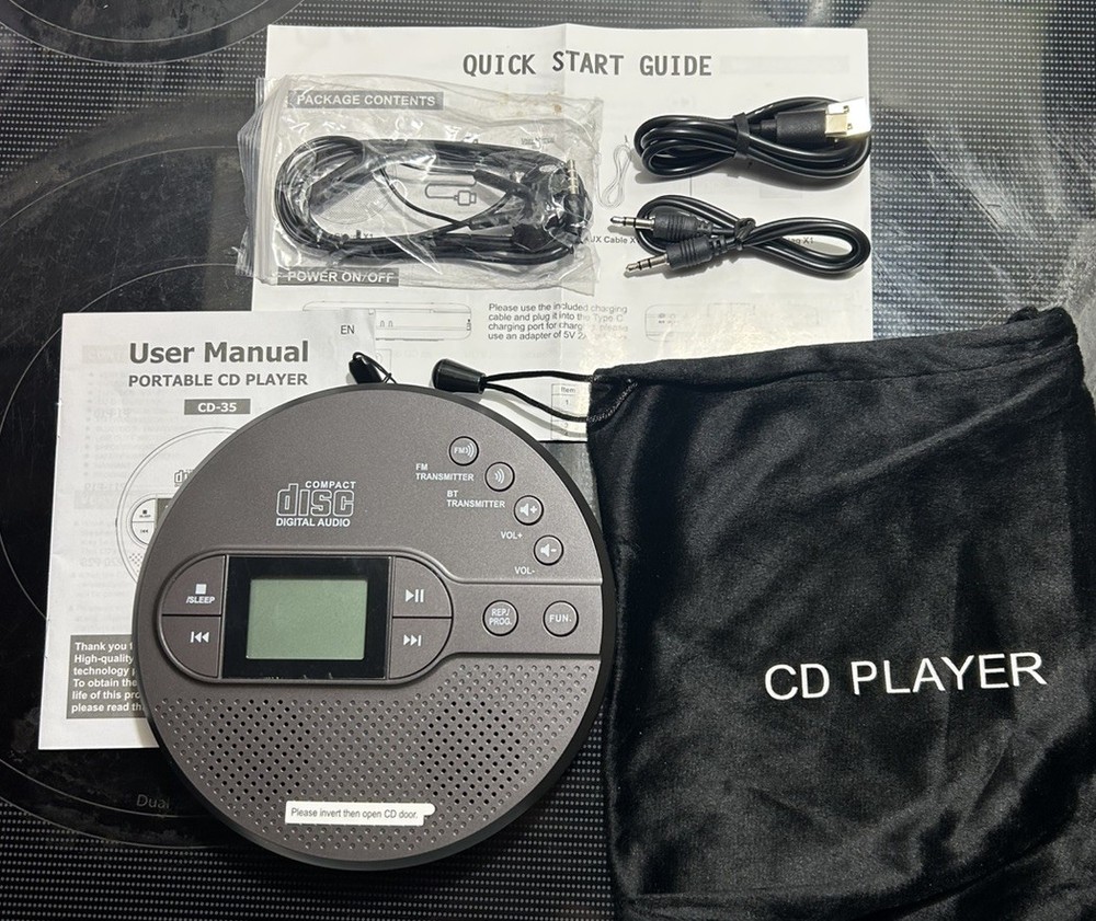 Portable CD Player with Bluetooth, Walkman CD Player with FM Transmitter and Spe