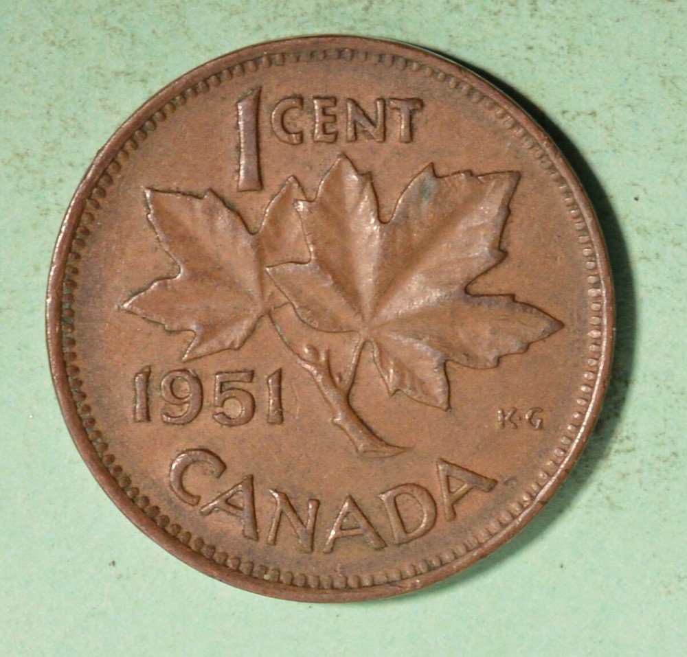 1951  -  Canada Penny - ERROR - Double King's Neck - INV#B-67