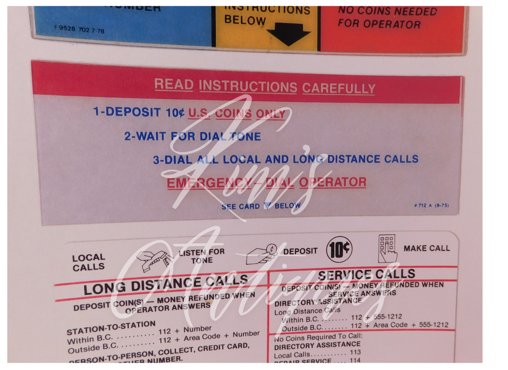 2 Sheets w/ 4 Diff New Information Card Inserts for W/E SingleSlot Payphones P16