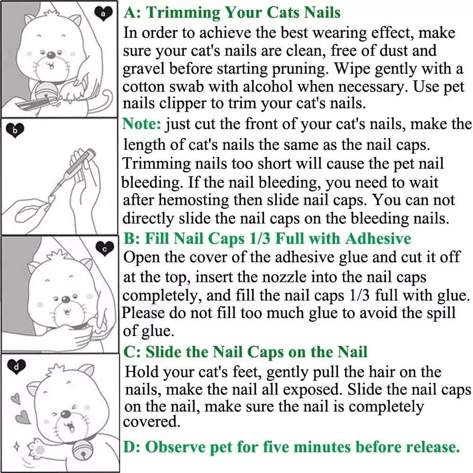 VICTHY Cat Nail Caps, 100pcs Medium Size 5 Colors with Glue Small, Multicolor