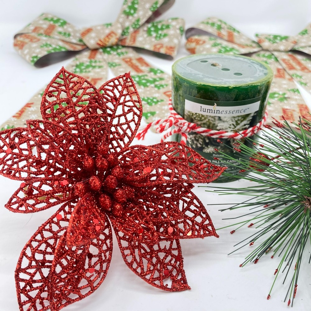 Merry Christmas Bows Tree Decor Candle Assortment Decorations