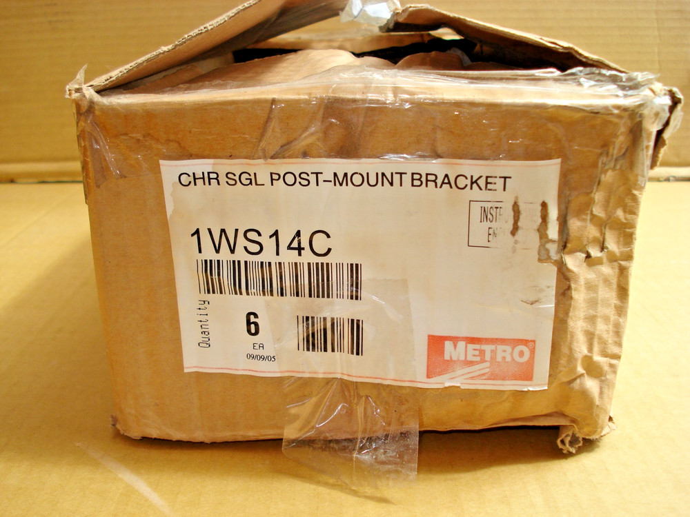Metro 1WS14C Super Erecta Chrome Single Post Mount 14" Shelf Support 6 Pack