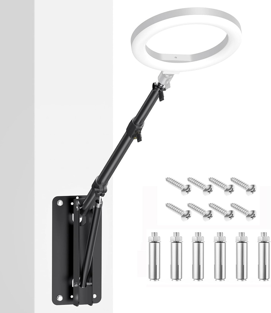 Adjustable 51" Wall Mount Boom Arm for Ring Light & Studio Lighting