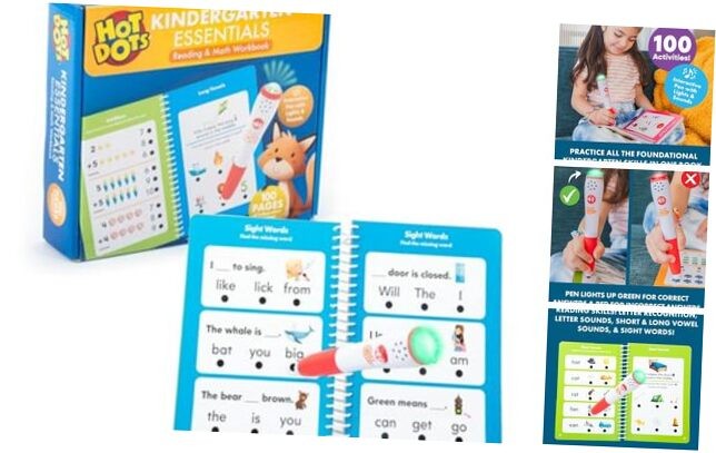 Hot Dots Kindergarten Essentials - Reading & Math Workbook - Medium