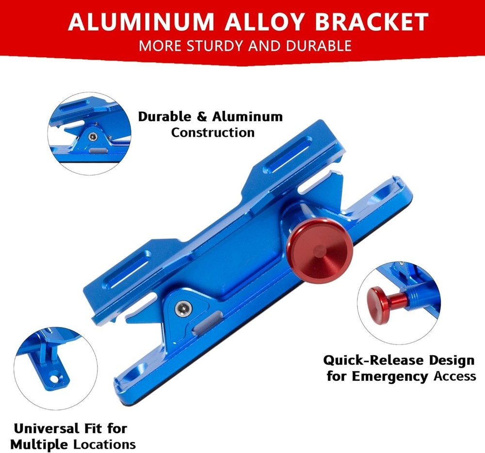 Quick Release Car Fire Extinguisher Mount – Blue Adjustable Aluminum Roll Bar...