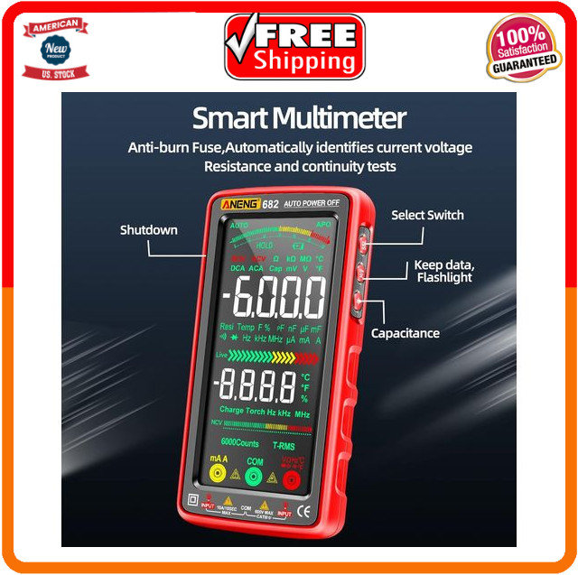 Digital Multimeter Tester Auto-Ranging TRMS 6000 Counts Voltmeter Smart Rech...