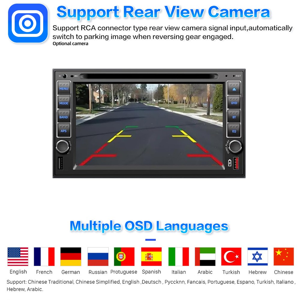 Touch Screen 6.2" 2 Din USB/SD/AUX Stereo Bluetooth Remote control DVD/CD Player