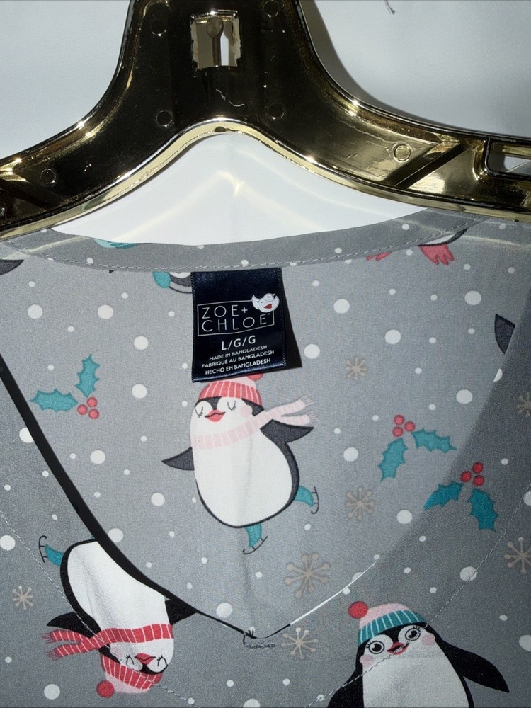2 Large Women’s Christmas Scrub Tops