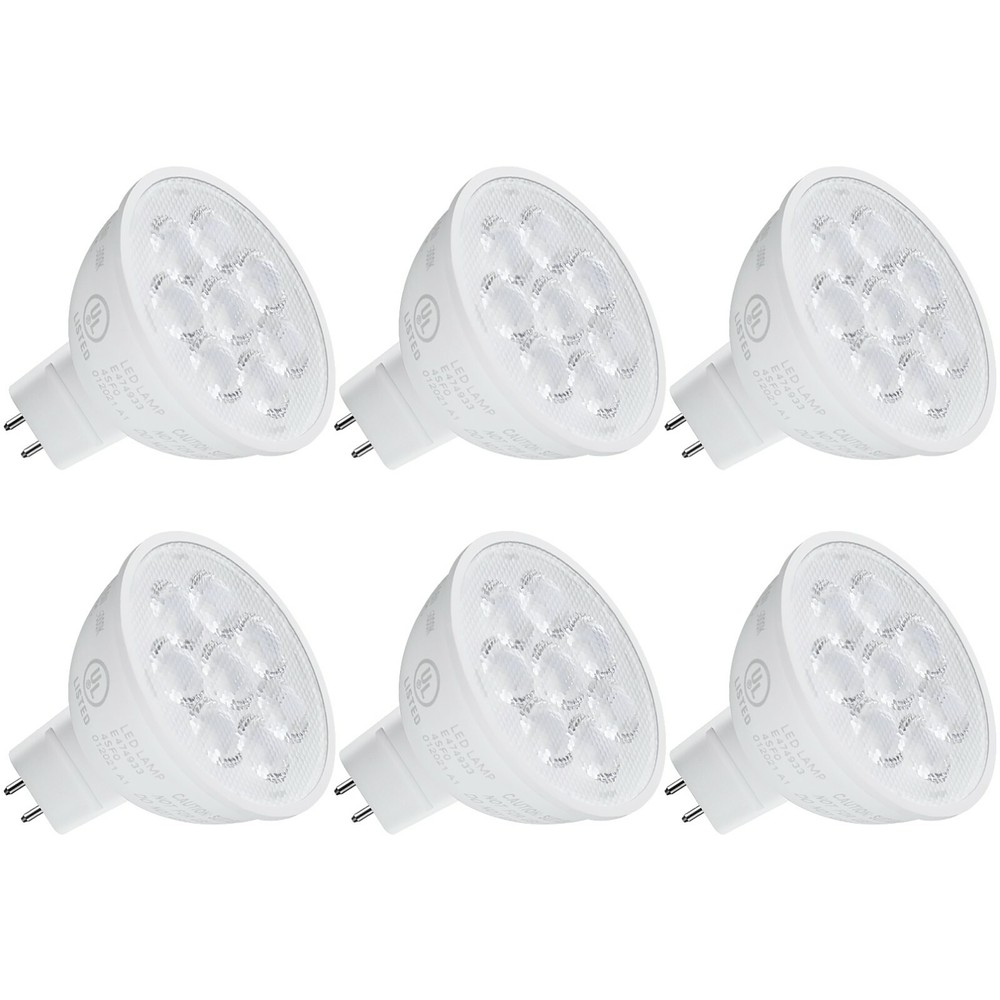 6-Pack 6.5W MR16 LED Bulb, GU5.3 Bi-Pin Base Spotlight Lamp Bulb, 5000K Daylight