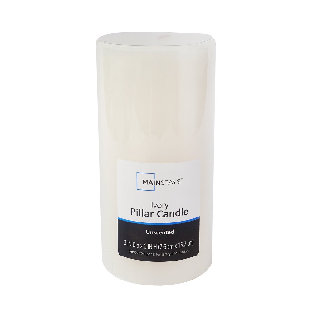 (2 pack) Single Wick 3" x 6" Pillar Candle, Unscented, Ivory