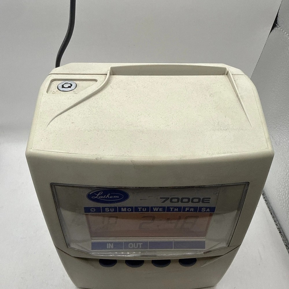 Lathem 7000E Time Clock Working No Key Wall Mount
