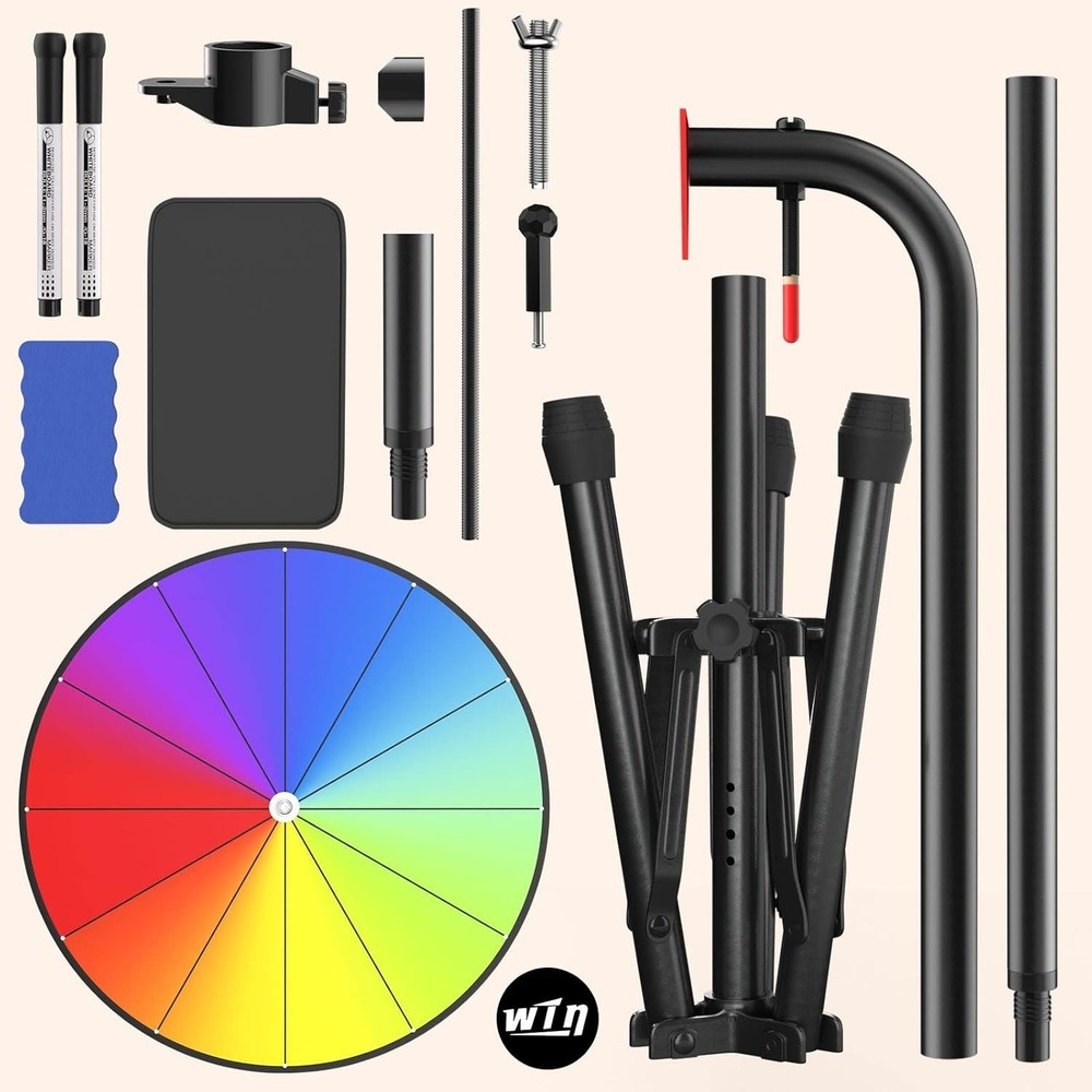 16” Prize Wheel, Ajustable 36"-64" Height Spin Doodle Game, Folding Tripod Fl...
