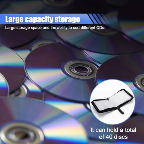 Car CD Case, 40 Capacity Hard Plastic DVD Disc Organizer Holder with Blue