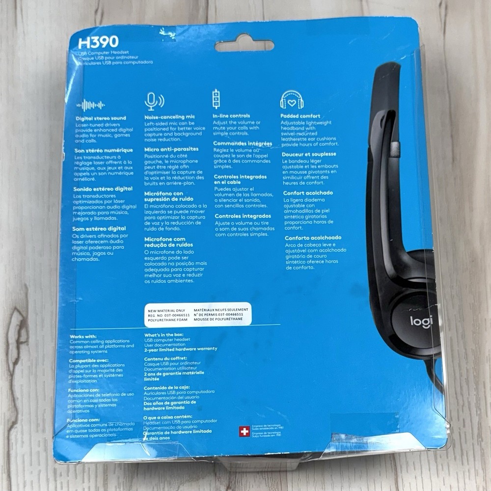 LOGITECH H390 USB Wired On-Ear Computer HEADSET w/ Mic & Volume Control Black