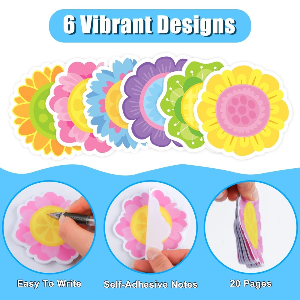 30 Pack Spring Flowers Sticky Notes - 600 Sheets Floral Shape Sticky Note Pad...