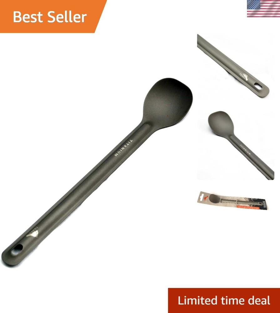 Ergonomic Ultra-Lightweight Titanium Spoon with Extended Handle for Kitchen Ease