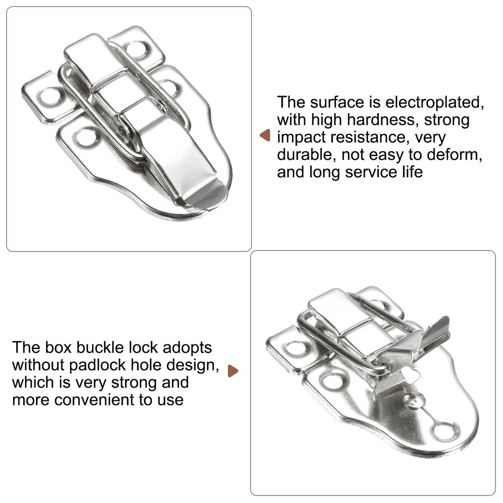 8 Pcs Duck-billed Hasp Lock, Retro Box Toggle Latch without Padlock Hole, Silver