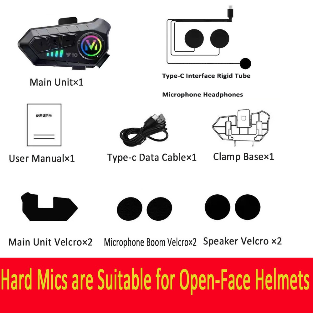 Bluetooth Helmet Intercom Headphones for Motorcycle 1pcs