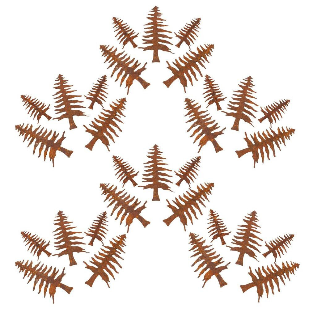 Bulk Package of 30 Assorted Sized Rusty Tin Pine Tree Cutouts