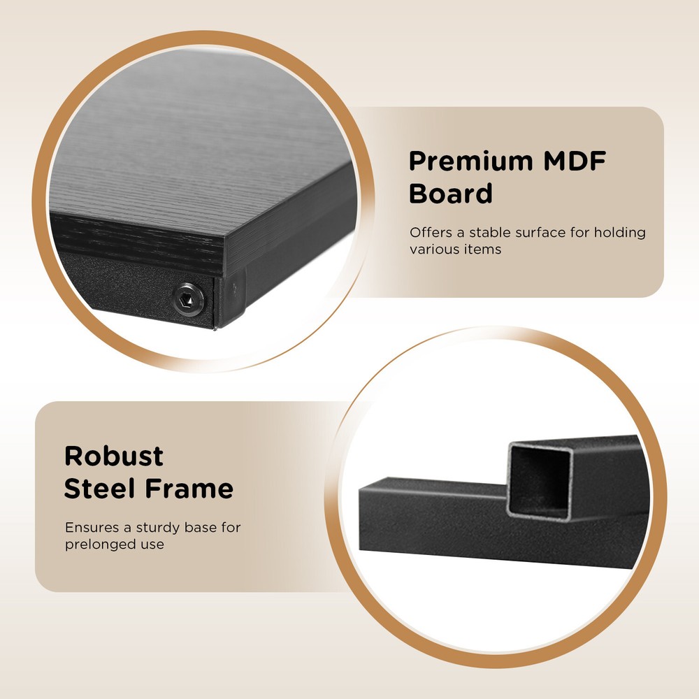 C Shaped End Table with Adjustable Feet, Small Side Table for Couch, Sofa Table