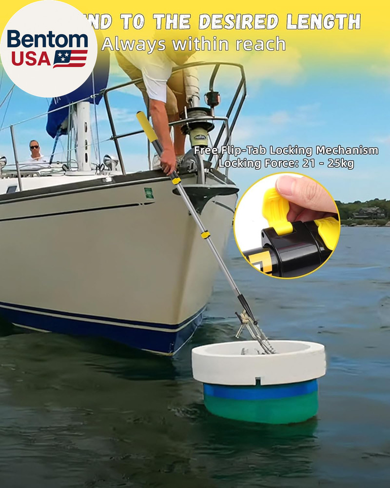 Telescoping Boat Pole with 2 Pcs Replaceable Hooks, Telescopic Pole Rust-Resista