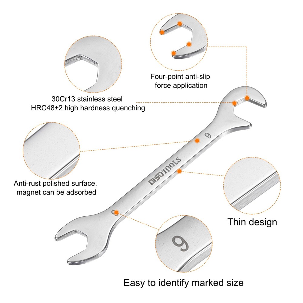 Super-Thin Open End Wrench 9mm Metric Angled Open-End Wrench