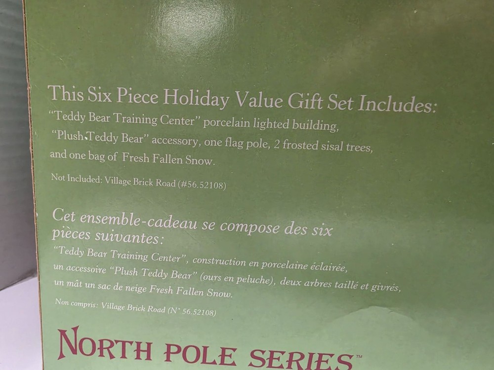 Department 56 Teddy Bear Training Center Lighted North Pole Box READ