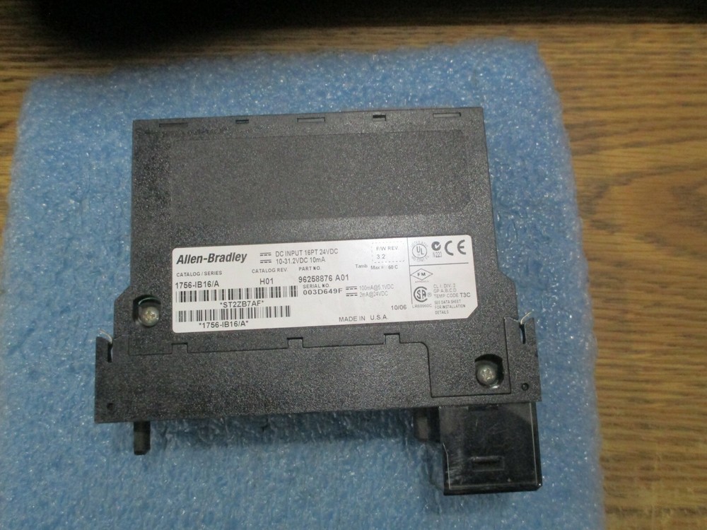Allen Bradley Cat. #: 1756-IB16/A. DC Input Module. Rev: H01. No Term. Block