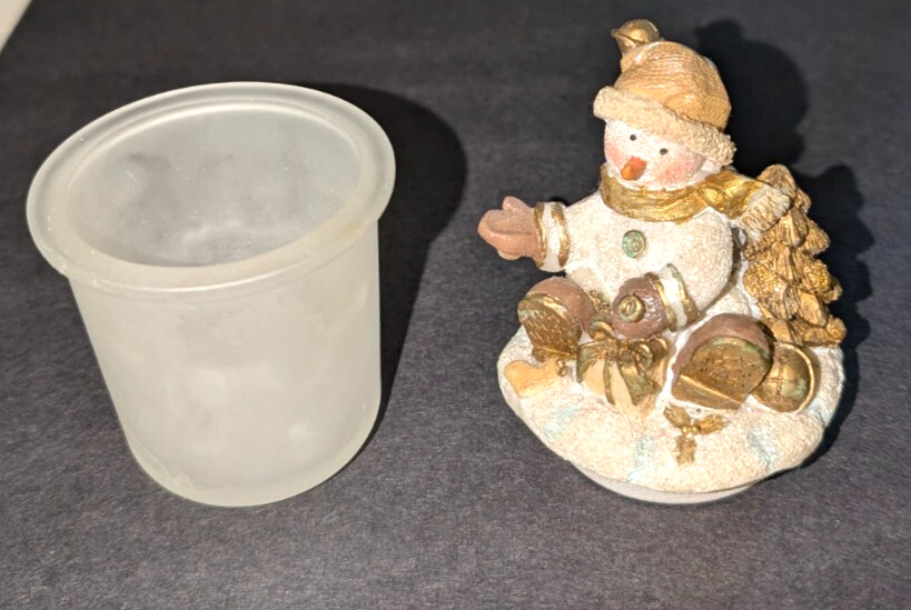 Golden Snowman Candle Holder