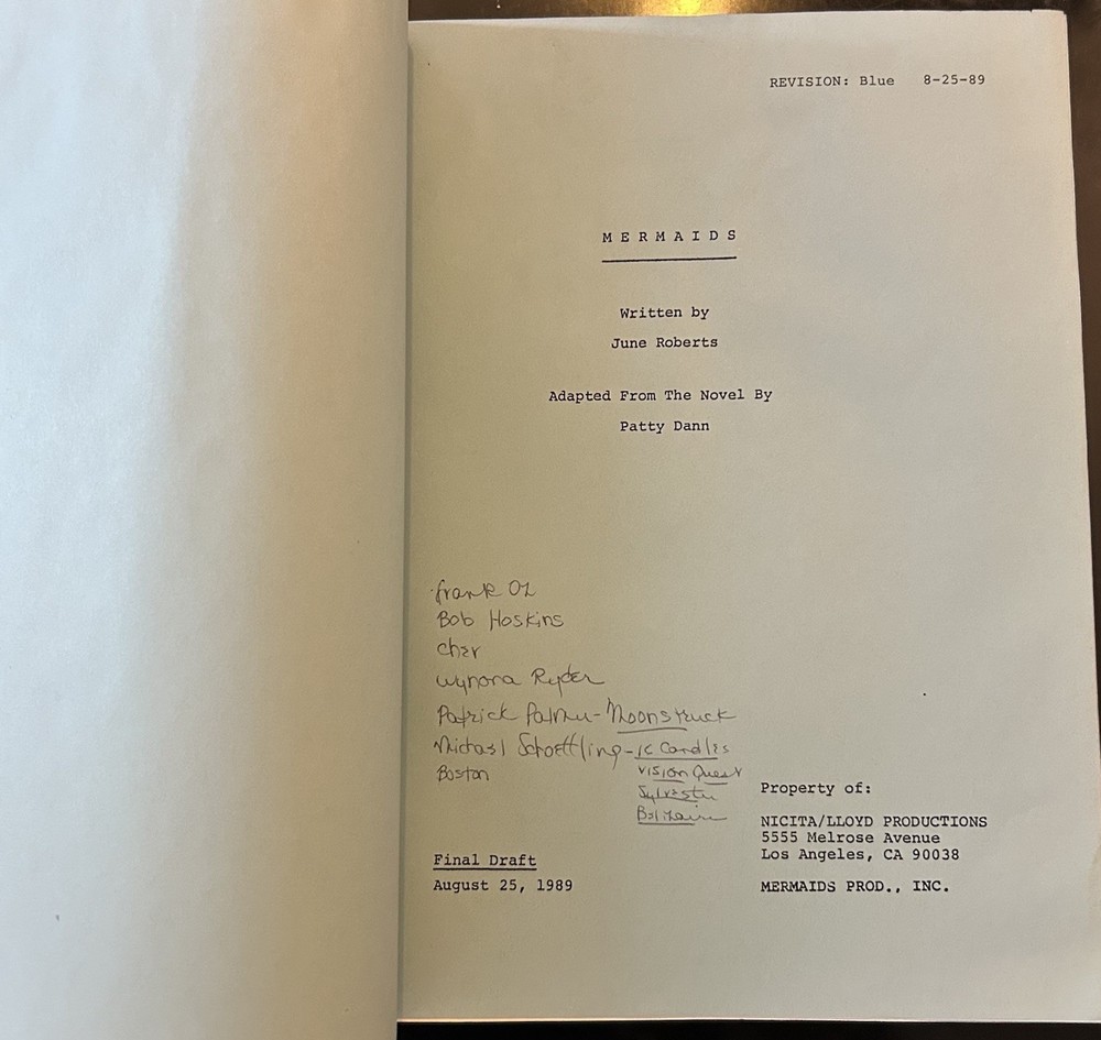 "Mermaids" (Cher) Screenplay Script with Final Edits, Crew Notes