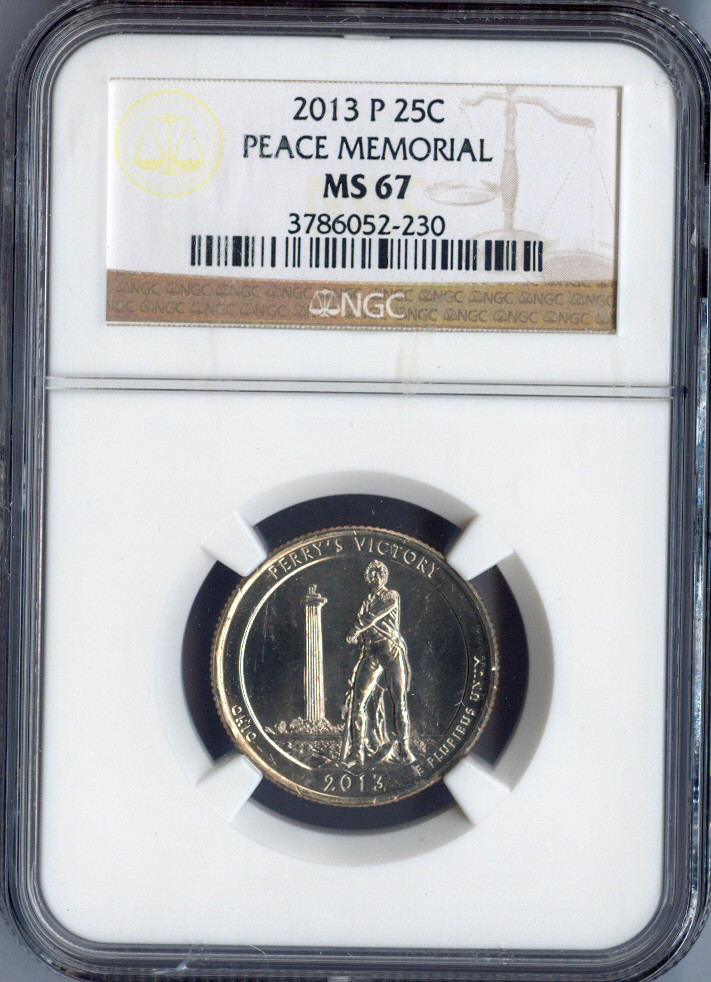 2013 Peace Memorial Quarter NGC MS67 Quality