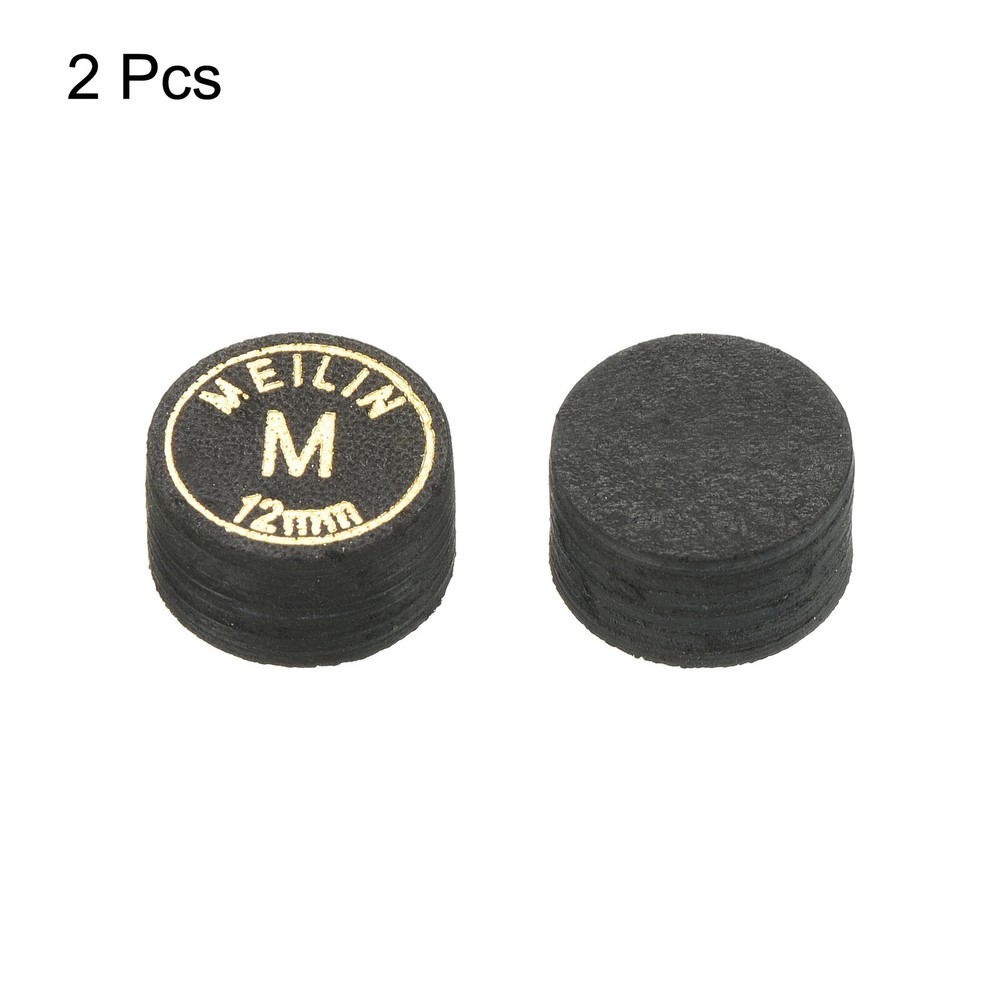 12mm Billiard Stick Tips, 2pcs Medium Multiple Layer Billiard Accessories, Black