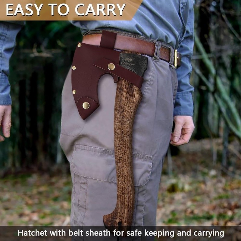 Multipurpose Camping Hatchet Durable Axe W/ Beech Wood Handle & Sheath New