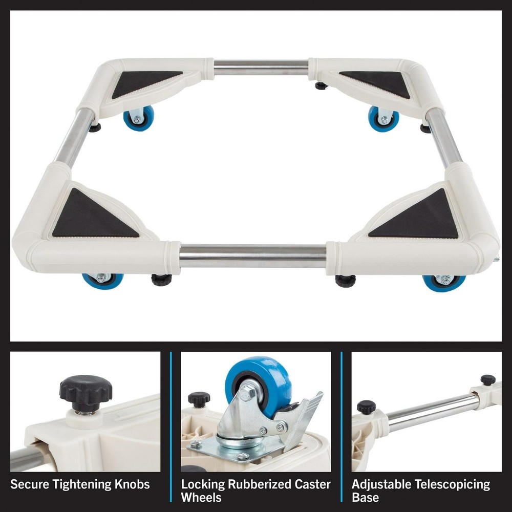 Adjustable Dolly Cart - Appliance Roller With Telescoping Base, Locking Caster -