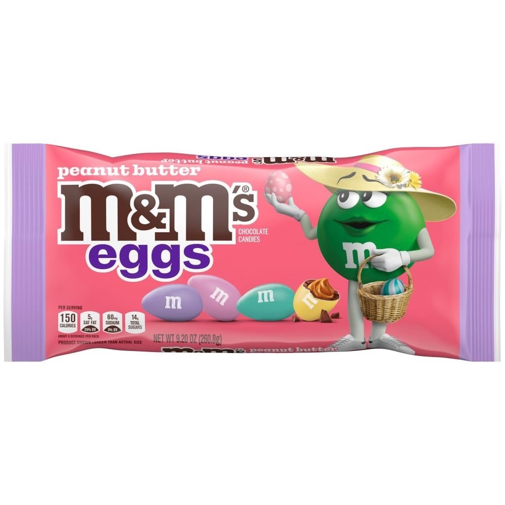 M&M'S Peanut Butter Eggs, Chocolate Easter Candy for Easter Basket Stuffers