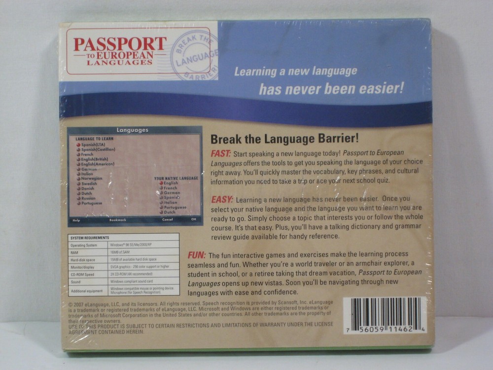 eLanguage Passport To European Languages PC Windows