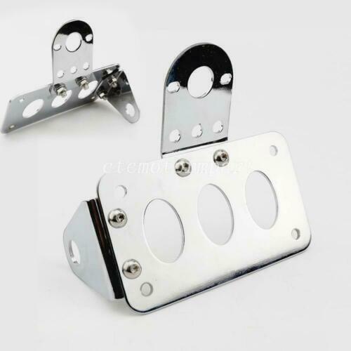 Universal Chrome Motorcycle Side Mount License Plate Bracket Tail Light Holder
