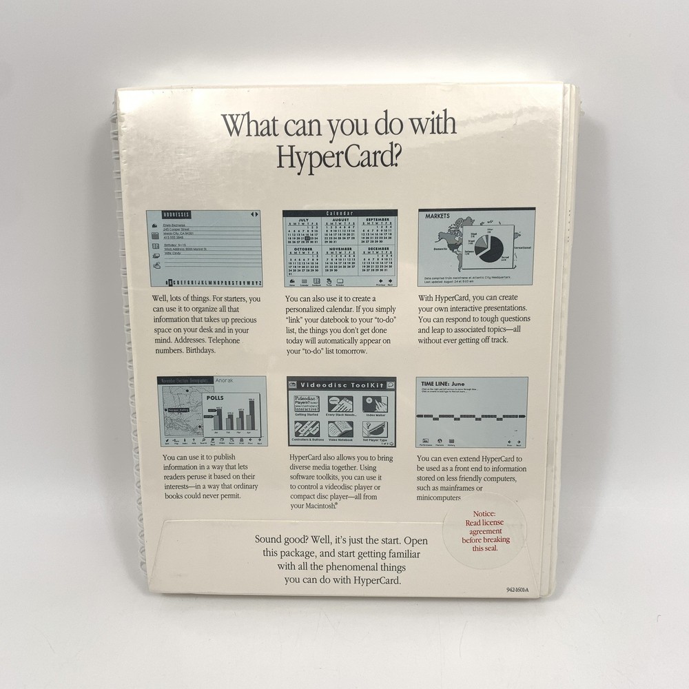 Apple Mac HyperCard Software Discs User Guide Set 942-1601-A Factory Sealed