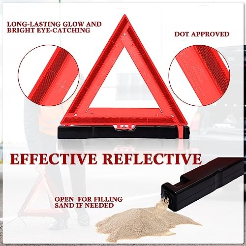 Pcs Warning Triangle Dot Approved Foldable Emergency Safety Triangles 18