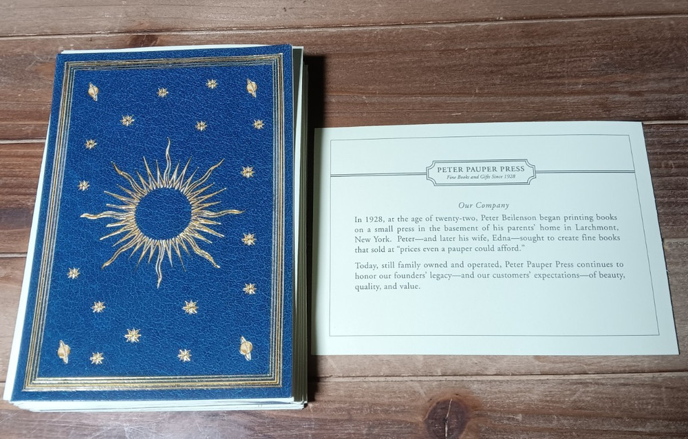 Peter Pauper Press Notecards Cosmic Celestial Planets Gold on Navy 5"x3.5" 9pc